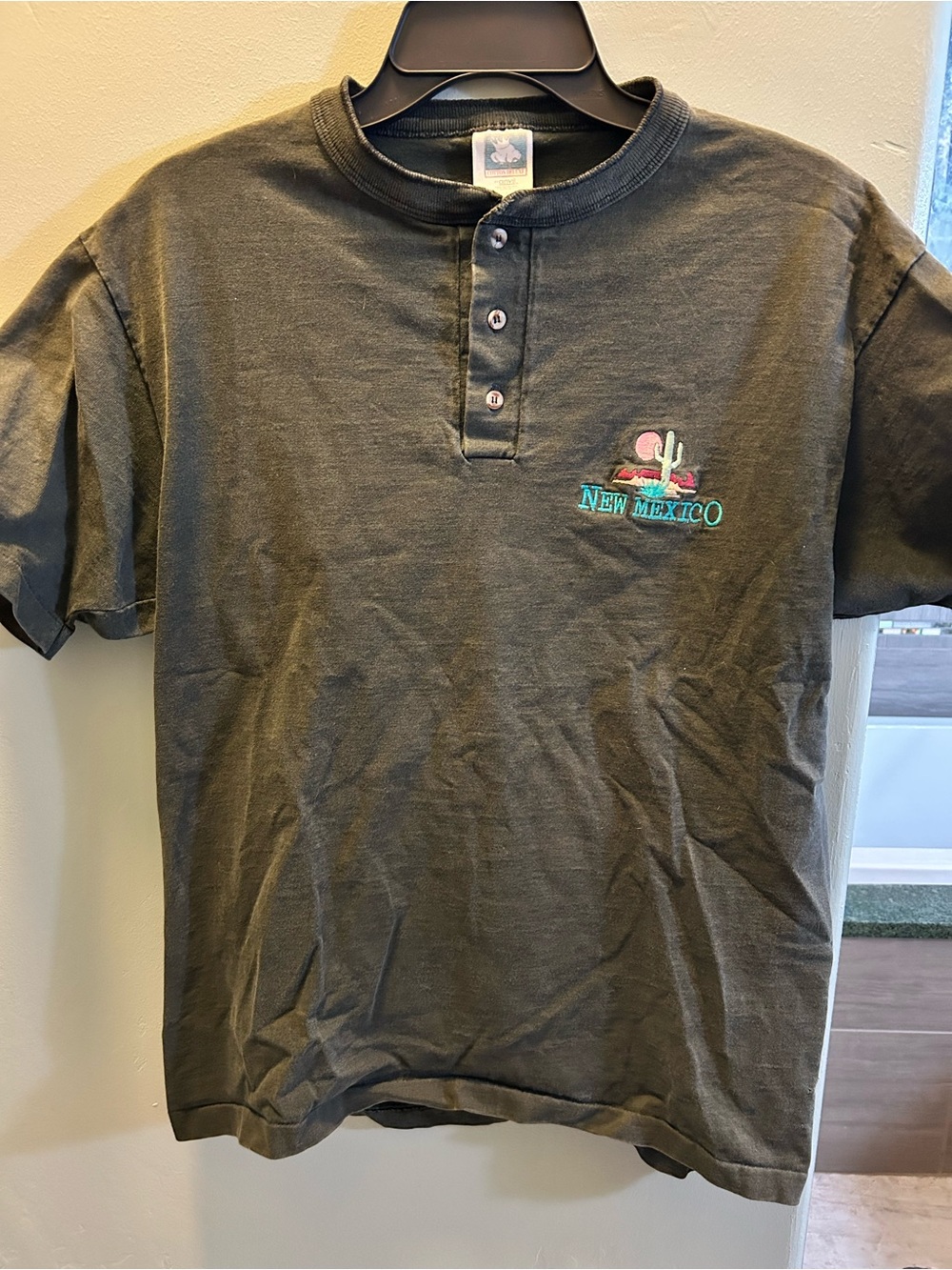 New Mexico Embroidered Desert Henley Tee